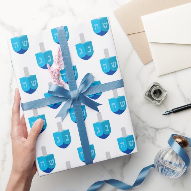 Papier Cadeau Toupie de Hanoukka  (Cadeaux)