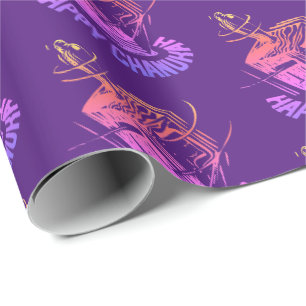Papier Cadeau Toupie dreidel violette festive de Happy Chanukah