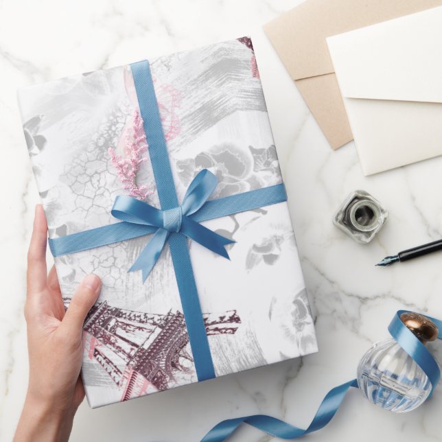 Papier Cadeau Tour Eiffel contre l'arrière - plan des orchidées (Cadeaux)