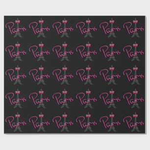 Papier Cadeau Tour Eiffel de PARIS avec arc rose