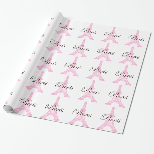 Papier Cadeau Tour Eiffel en rose (Déroulé)