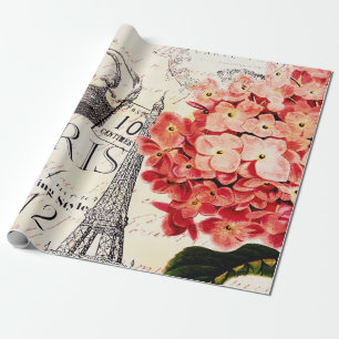 Papier Cadeau Tour Eiffel et hydrangea 