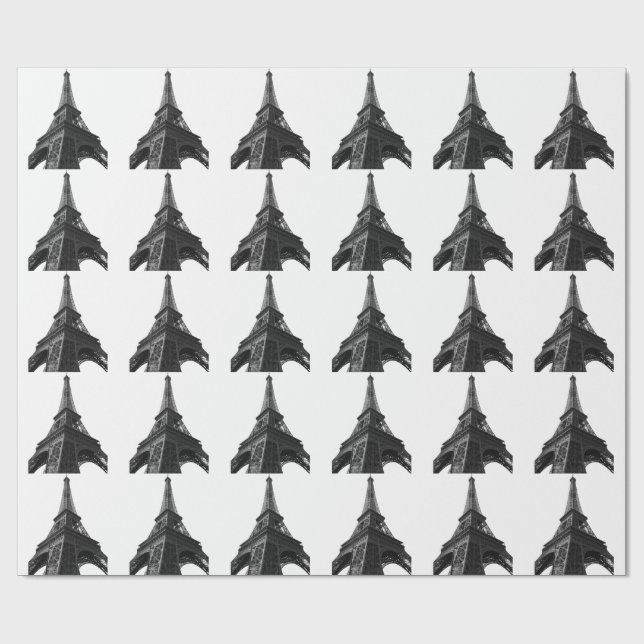 Papier Cadeau Tour Eiffel Noir & Blanc Paris Voyage européen (Plat)