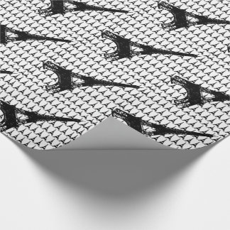Papier Cadeau Tour Eiffel Paris noir et blanc