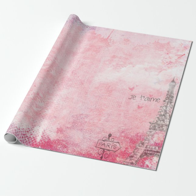 Papier Cadeau Tour eiffel Paris pigeons vintages (Déroulé)