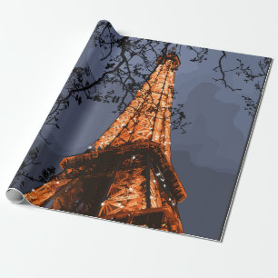 Papier Cadeau Tour Eiffel pittoresque Paris France en Nuit Majes