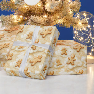 Papier Cadeau Tourbillon de biscuits au gingembre festifs 