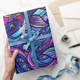 Papier cadeau tourbillon de carpe koï abstrait vio