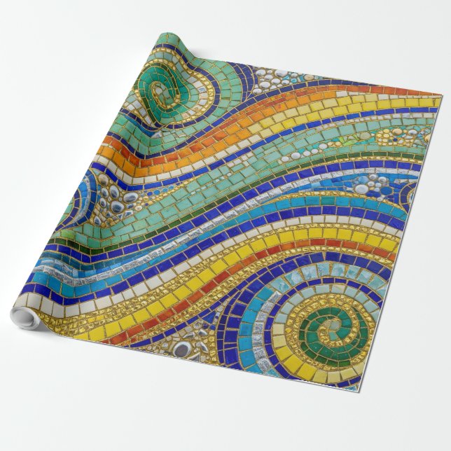 Papier cadeau tourbillon mosaïque vibrant (Déroulé)
