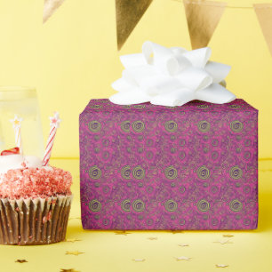 Papier Cadeau Tourbillon psychédélique paisley vibrant des année