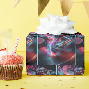 Papier Cadeau Tourne-disque de néon avec stylet et vinyle