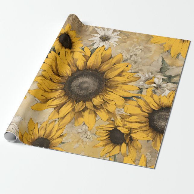 Papier Cadeau Tournesol (Déroulé)