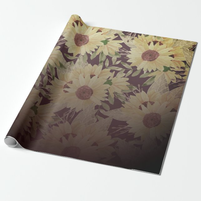 Papier Cadeau Tournesol aquarelle (Déroulé)