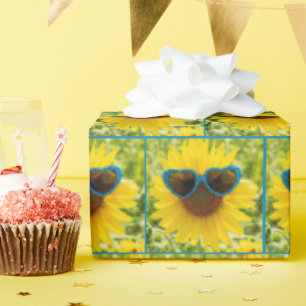 Papier Cadeau Tournesol Avec Lunettes De Soleil