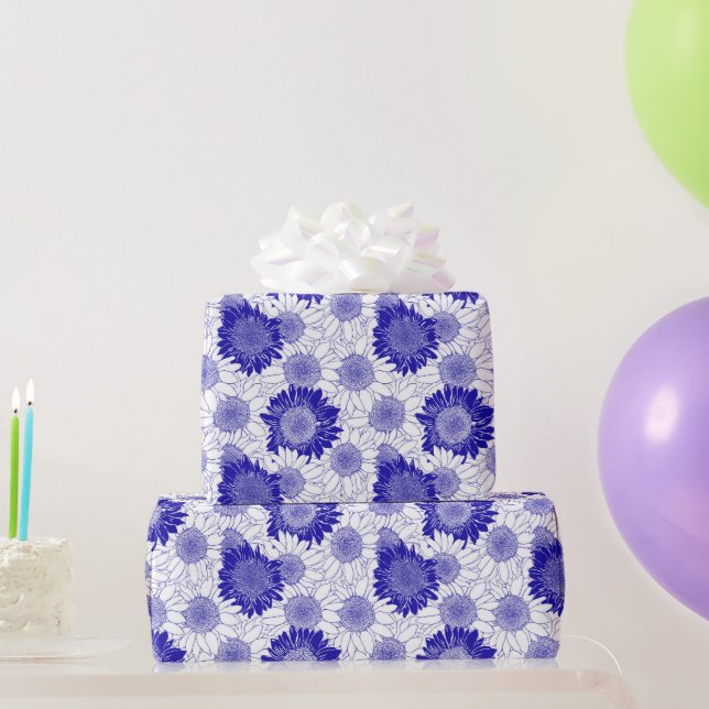 Papier Cadeau Tournesol Bleu (Cadeaux de fête)