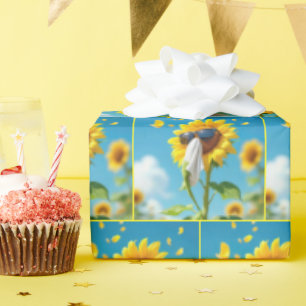 Papier Cadeau Tournesol éternué dans un tissus
