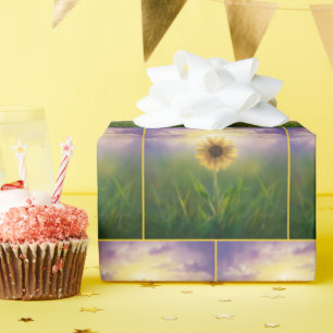 Papier Cadeau Tournesol Fluisant dans le pré vert