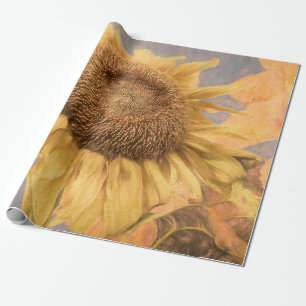 Papier Cadeau Tournesol géant Art Pays Découpage gris jaune