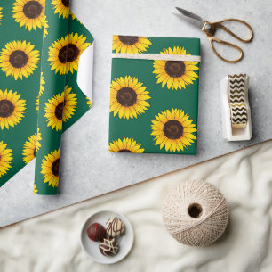 Papier Cadeau Tournesol Jaune Vibrant en Fleur