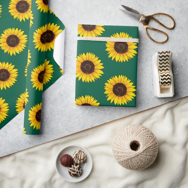 Papier Cadeau Tournesol Jaune Vibrant en Fleur (Artisanat)