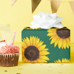 Papier Cadeau Tournesol Jaune Vibrant en Fleur