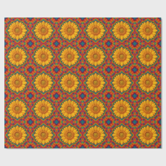 Papier Cadeau Tournesol Kaléidoscope  (Plat)