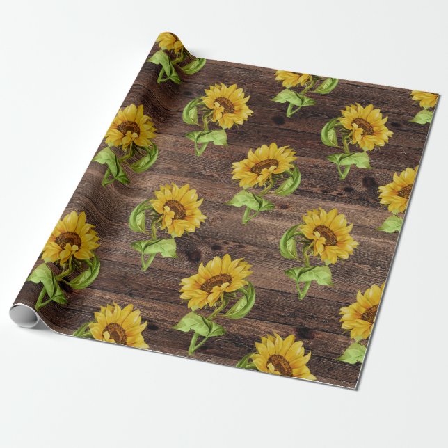 Papier Cadeau Tournesol russe sur bois (Déroulé)
