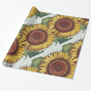 Papier Cadeau Tournesol Vintage Damas Fleur illustration Art