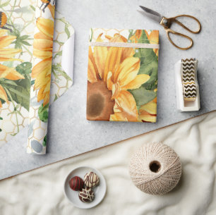 Papier Cadeau Tournesols et abeilles