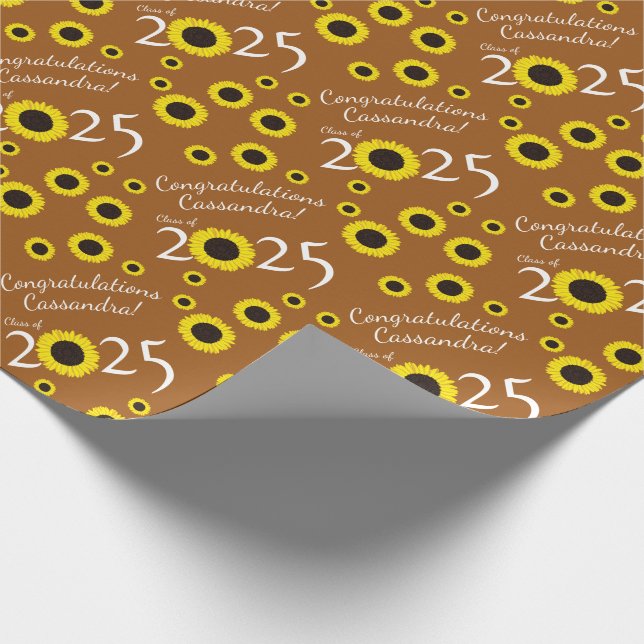 Papier Cadeau Tournesols Pays Partie de Graduation Rust Orange (Coin)