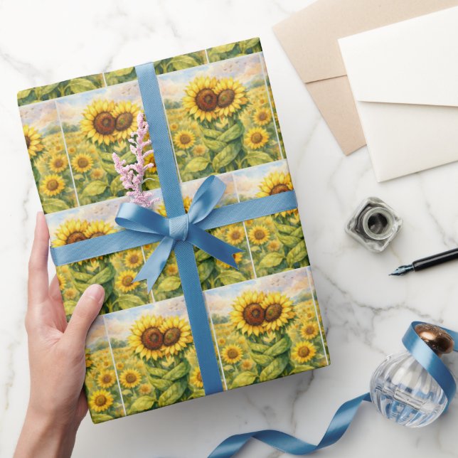 Papier Cadeau Tournesols s'étreignant (Cadeaux)