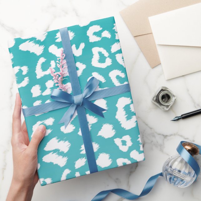 Papier Cadeau Tourquoise Leopard Patters (Cadeaux)