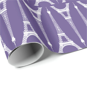 Papier Cadeau Tours Eiffel blanches de six pouces / Violet ultra
