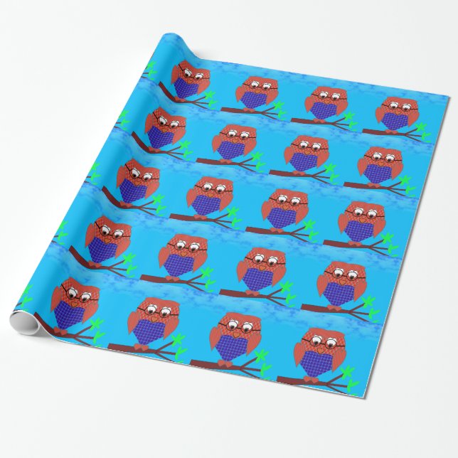 Papier Cadeau Tous les coeurs Tartan Owl (Déroulé)