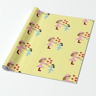 Papier Cadeau Tous les enfants ont besoin d'amour : Jaune clair