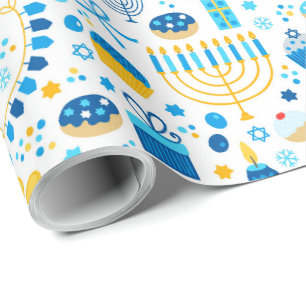 Papier Cadeau Tous les symboles de Hanukkah