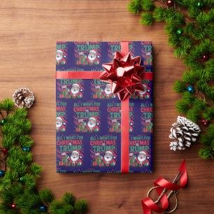 Papier Cadeau Tout ce que je veux pour Noël c'est Trump, Noël Tr