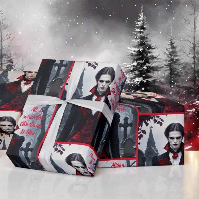 Papier Cadeau Tout Ce Que Je Veux Pour Noël, C'Est Vous, Vampire (Créateur téléchargé)