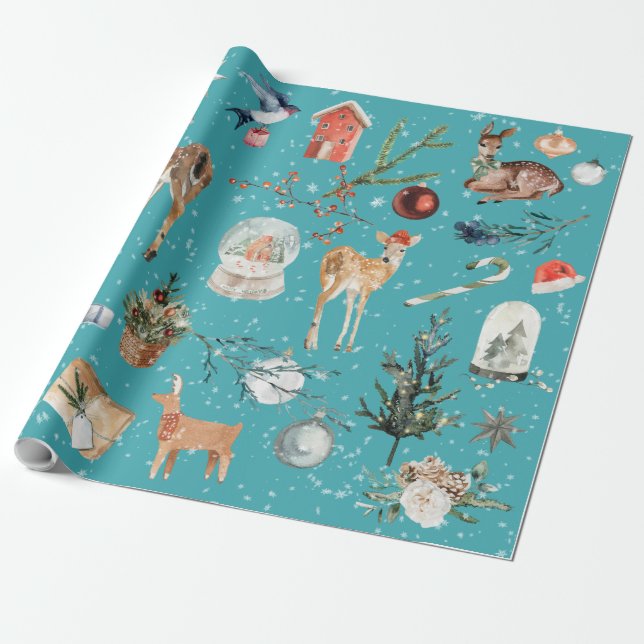 Papier Cadeau Tout le papier d'enveloppement de rennes de Noël (Déroulé)