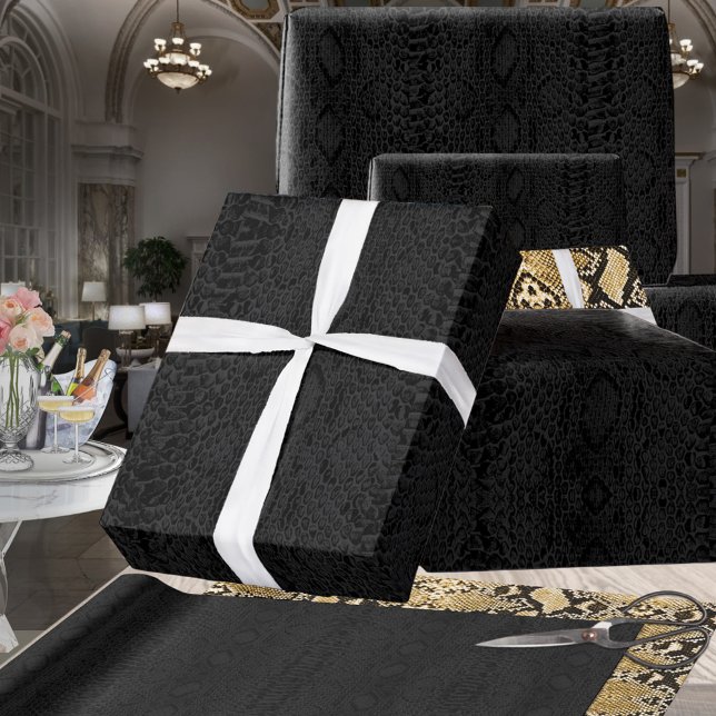Papier Cadeau Tout noir Cobra Exotique Snakeskin (Créateur téléchargé)