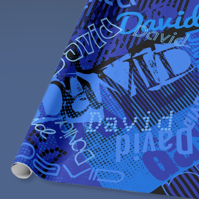 Papier Cadeau Tout nom personnalisable créatif bleu (Créateur téléchargé)