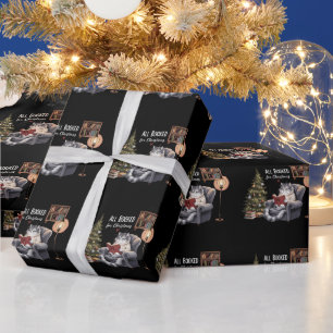 Papier Cadeau Tout réservé pour la chatte livresque de Noël Lect