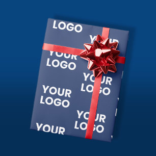 Papier Cadeau Toute image ou logo d'entreprise modifiable bleu m