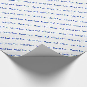 Papier Cadeau Tov Mazel Bleu ! (Félicitations) sur White