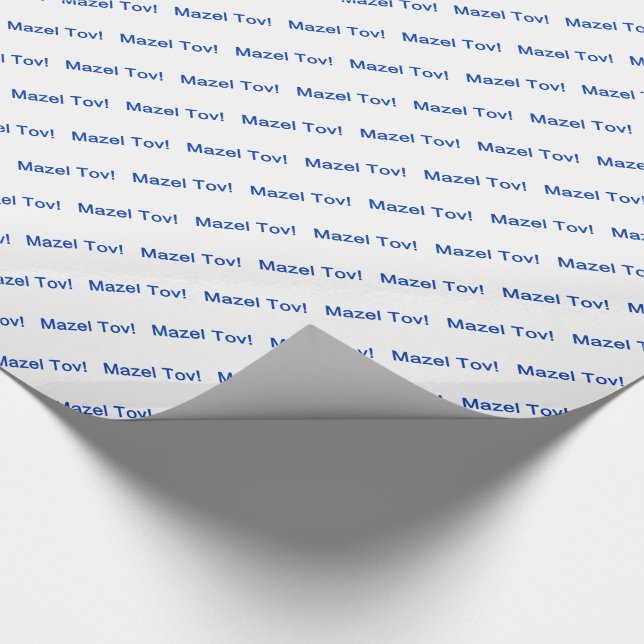 Papier Cadeau Tov Mazel Bleu ! (Félicitations) sur White (Coin)