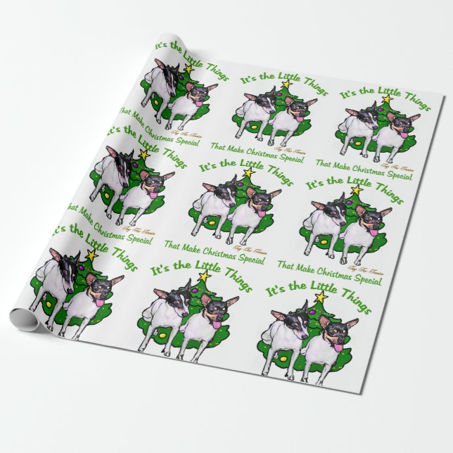 Papier Cadeau Toy Fox Terrier Noël (Déroulé)