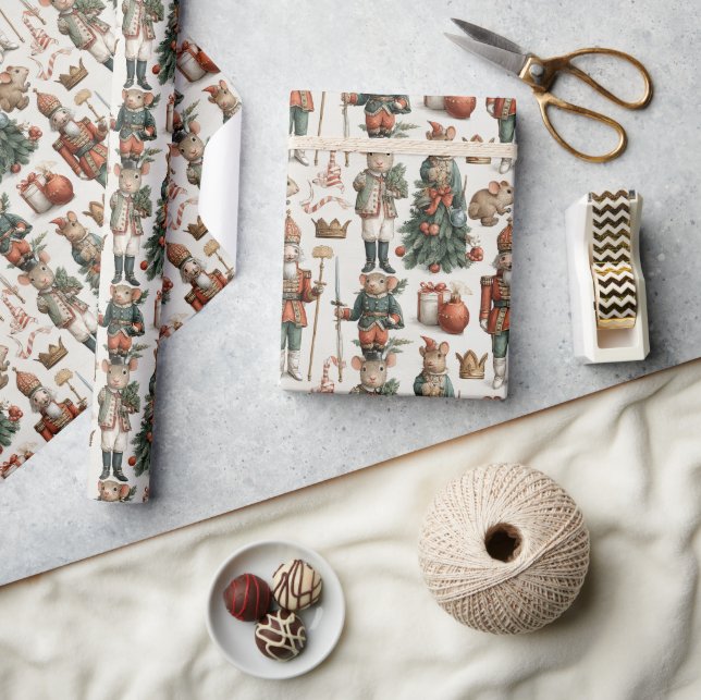 Papier Cadeau Toy Soldier Mice Christmas Pattern (Artisanat)