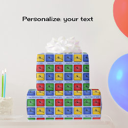 Papier Cadeau Tracer le texte personnalisé quatre icônes colorée