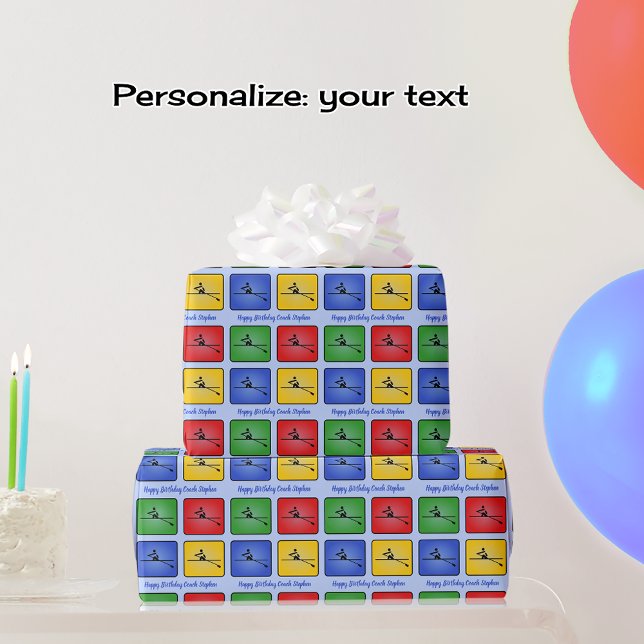 Papier Cadeau Tracer le texte personnalisé quatre icônes colorée (Créateur téléchargé)