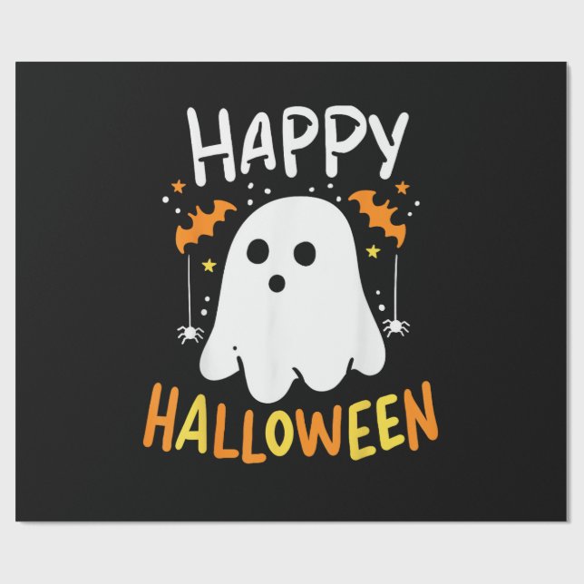 Papier Cadeau Tracer Ou Traiter Le Fantôme D'Halloween (Plat)